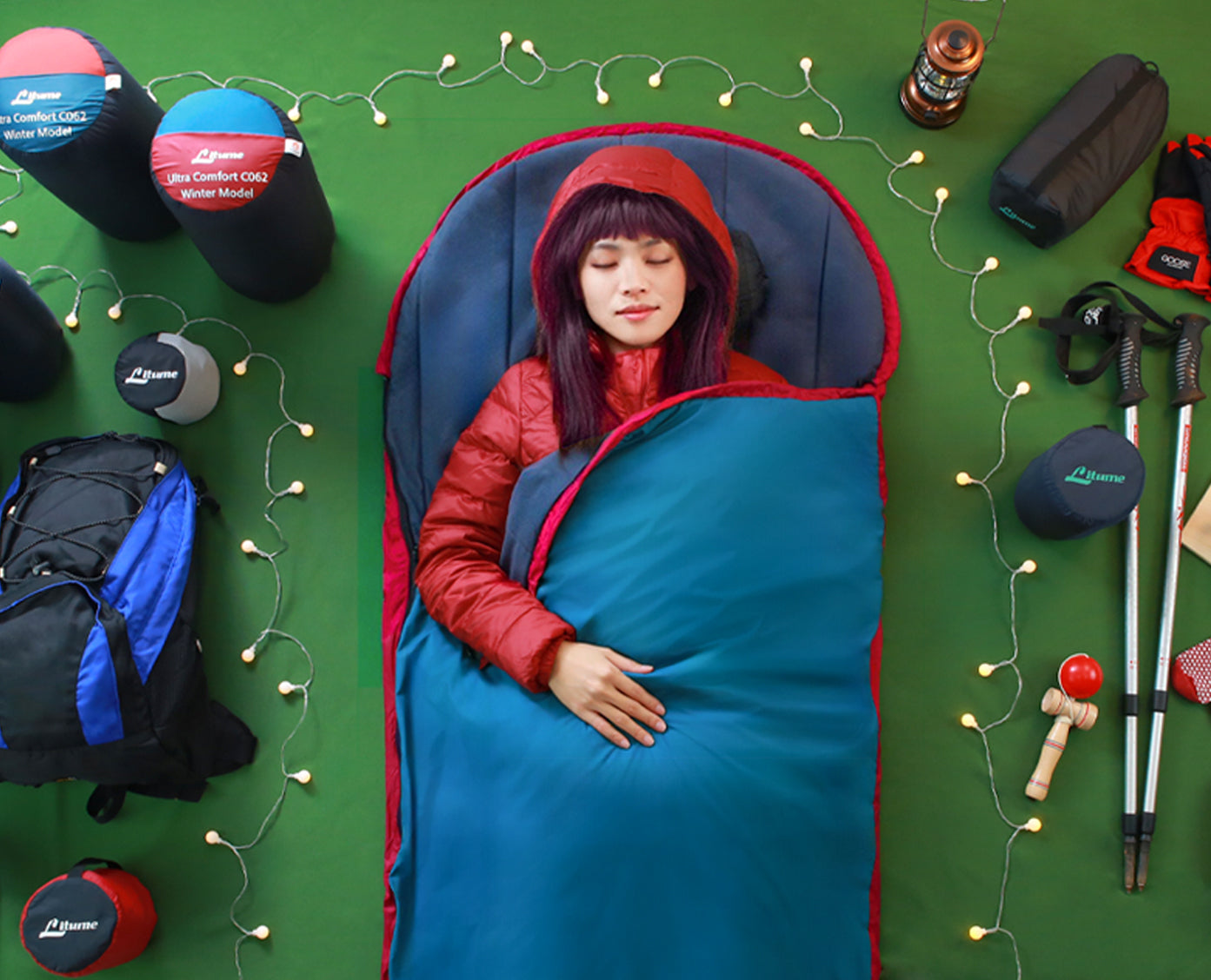 [C062] Ultra Comfort Velvet Lined Sleeping bag 12.8°C/ 55°F (ISO 23537-1)