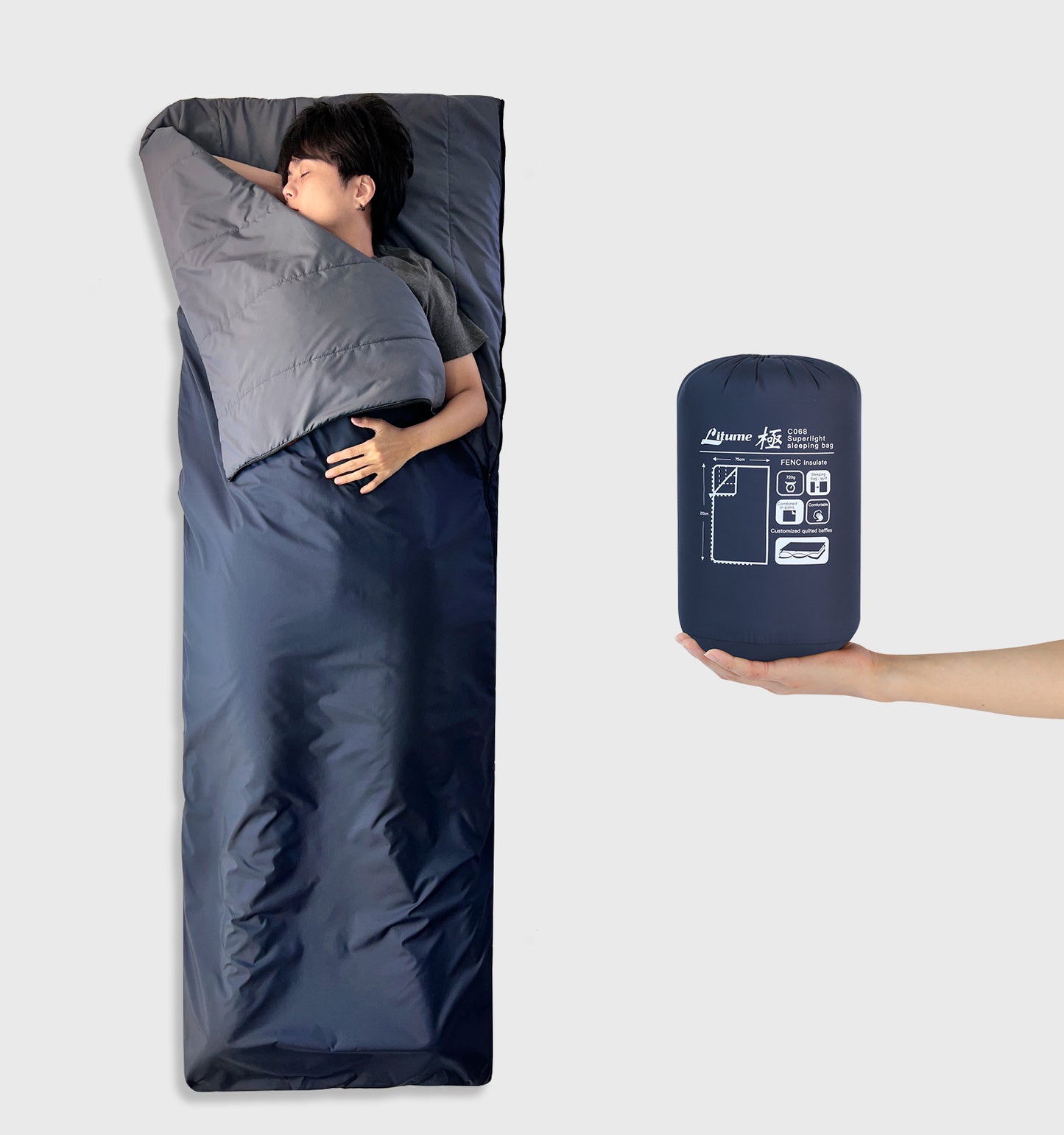 [C068] 極 Ultra Compact Combinable Summer Sleeping Bag 20°C for Travel and Camping