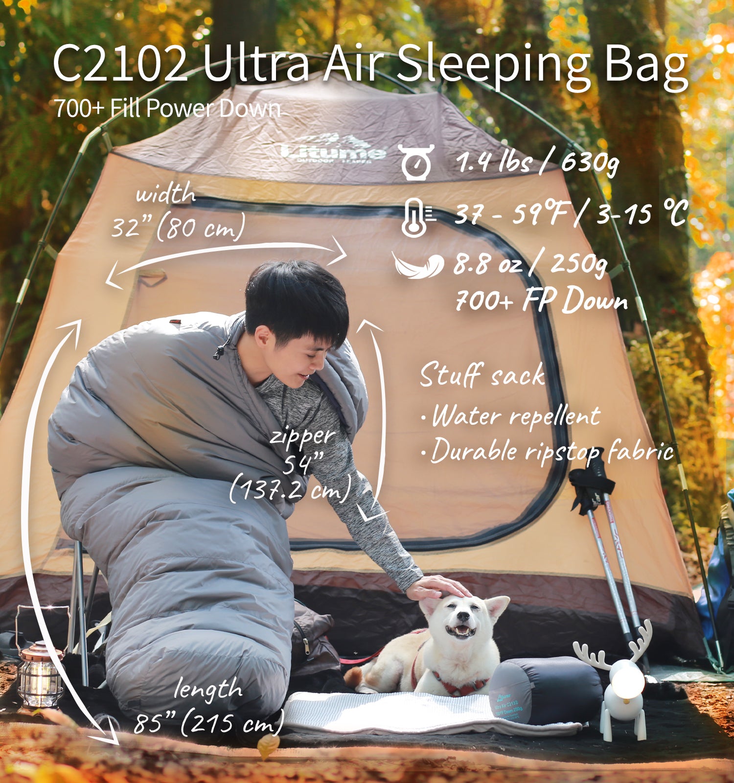 C2102 Ultra Air Down 3 Seaons Sleeping Bag 15 C 59 F