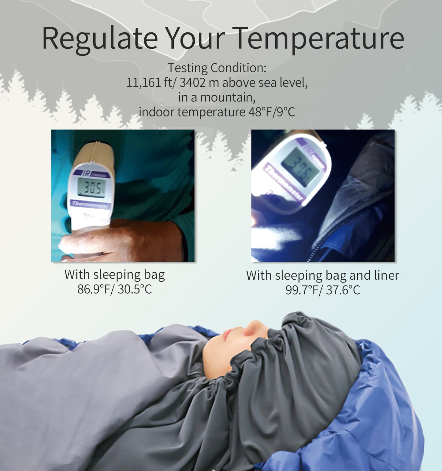 [E626] Thermolite All Season Sleeping Bag Liner Add Up to 22°F / 12°C