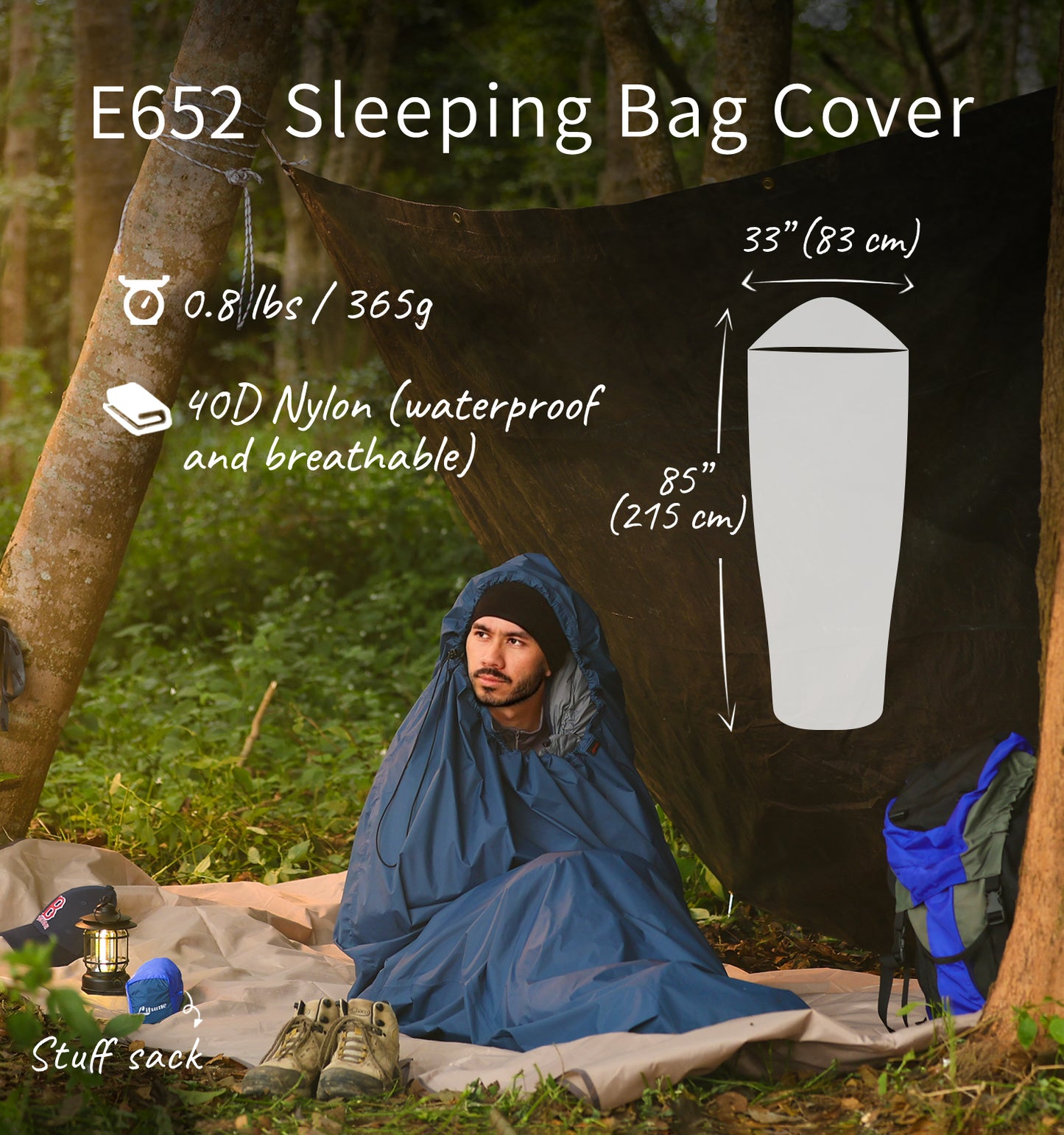 [E652] Sleeping Bag Cover Bivy Sack Waterproof Mummy Style